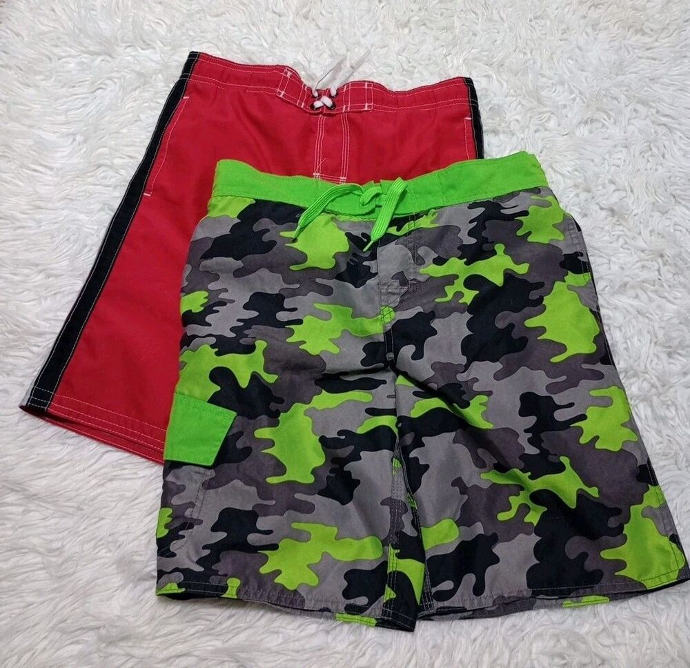 Lot of 2 Boys Swim Trunks Size Medium 8-12 OP & Arizona Jean Co. Board Shorts
